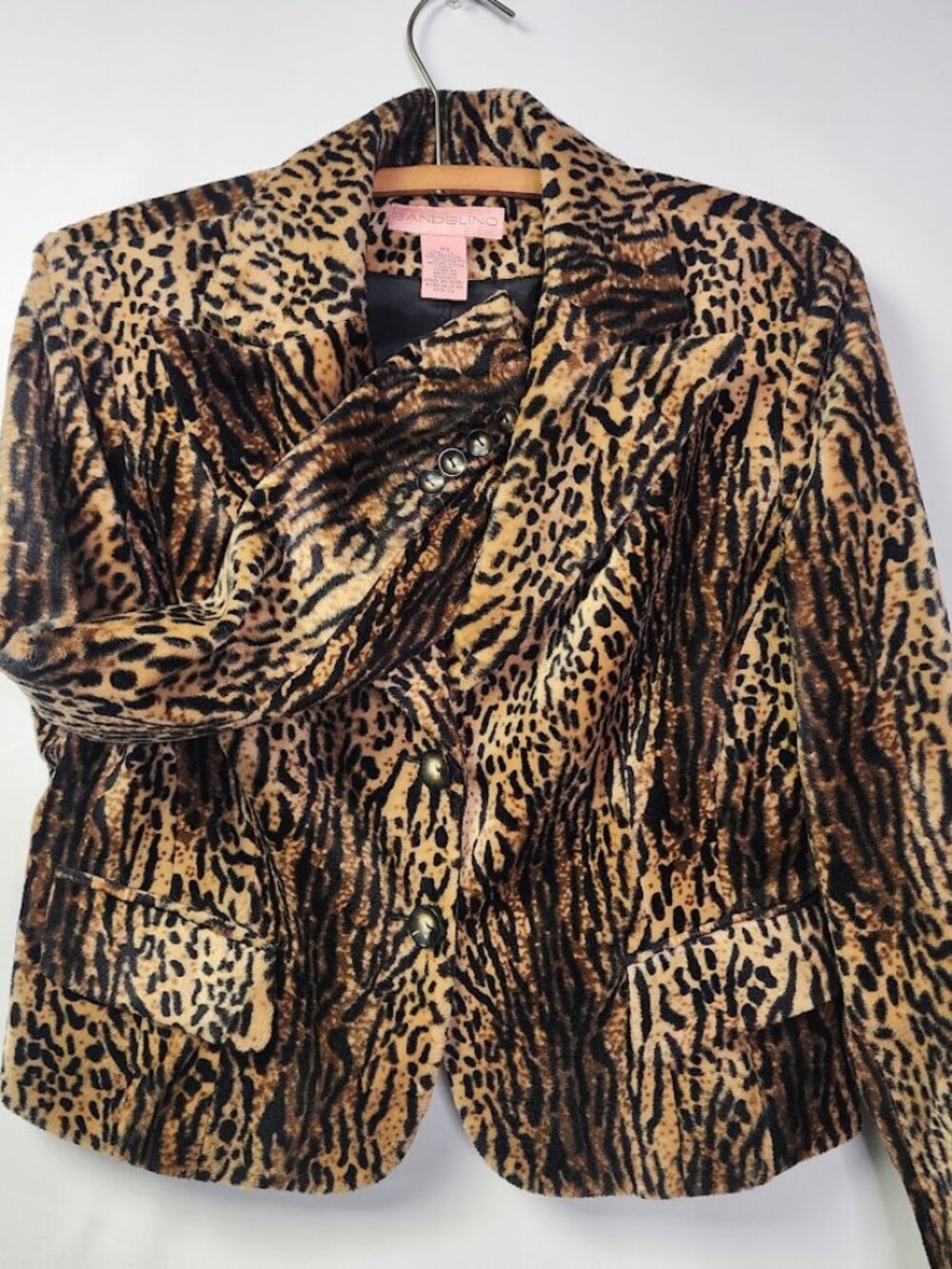 Y2K Bandolino Leopard Faux Fur Blazer Jacket Size 10